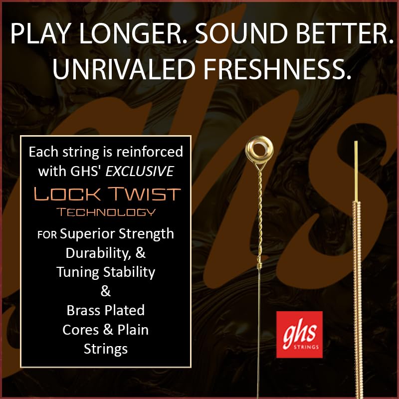 GHS Strings GHS Americana â€“ Acoustic Guitar Strings â€“ Phosphor Bronze â€“ Brass-Plated Core â€“ Cryogenically Treated â€“ Warm, Bright Tone â€“ USA Made â€“ Nitro-Pack â€“ S435 â€“ Medium 13-56 - Image 4